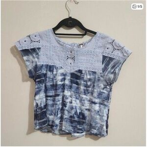 Free people fancy trimmed in eyelet tee